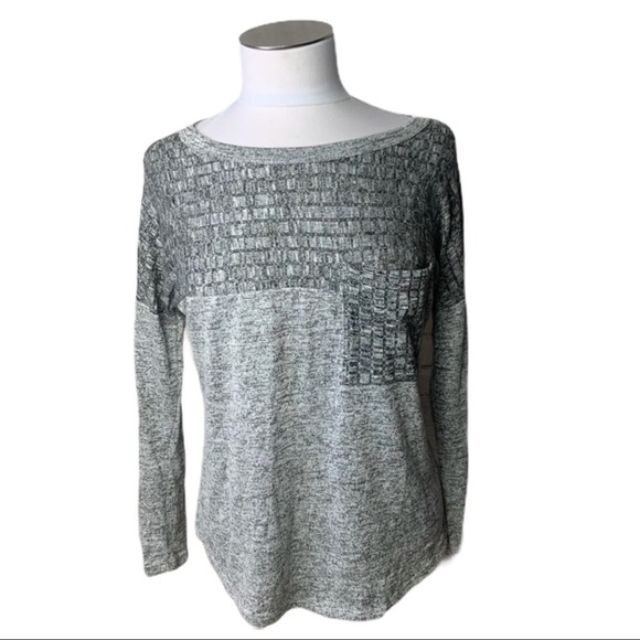 Sweet Claire Light Gray Textured Boatneck Top (Size Small) - Picture 1 of 5
